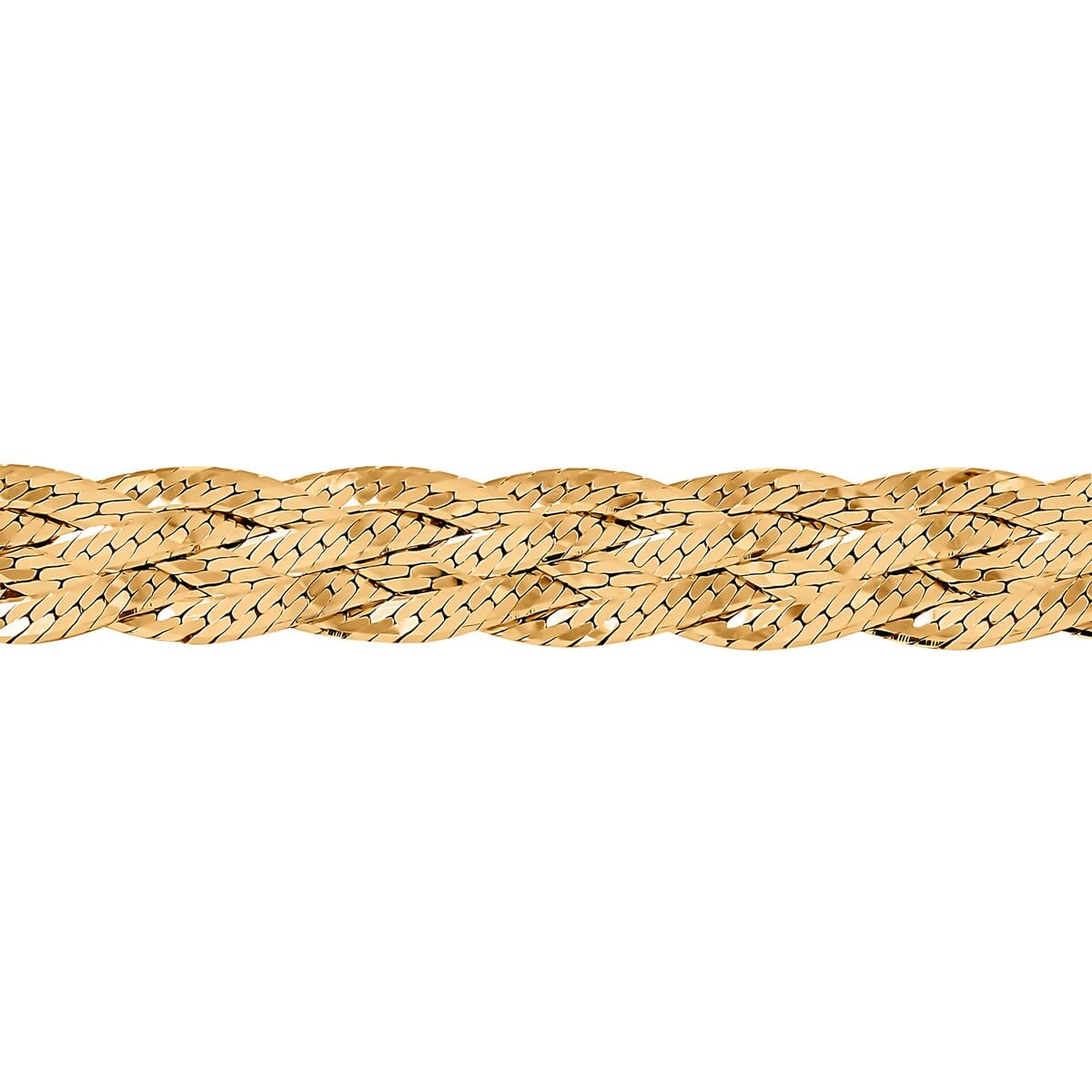 Italian 14K Yellow Gold Over Sterling Silver 5 Lines Braided Herringbone Chain Bracelet (7.0-8.0In) 5.70 Grams image number 2