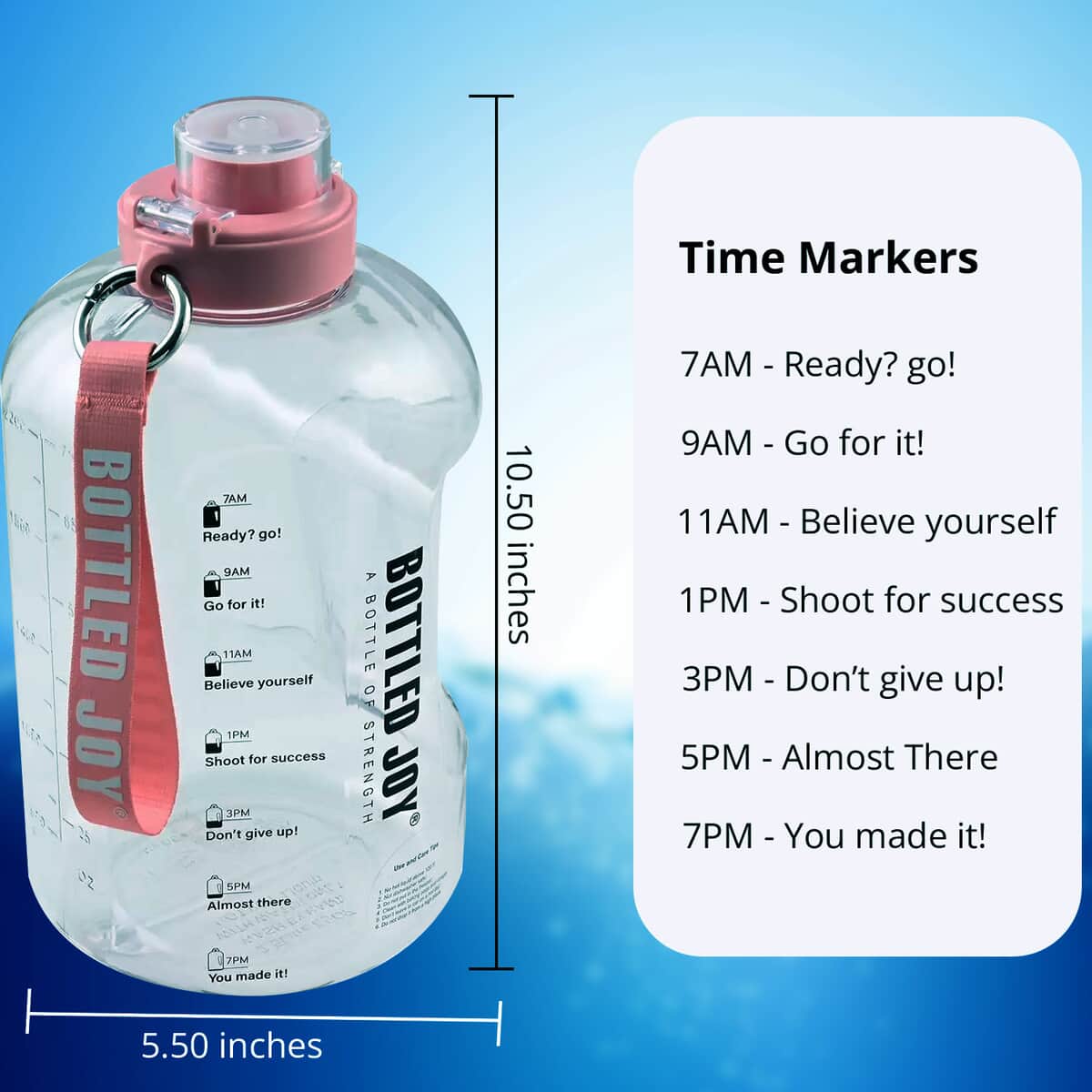 85oz Motivational Water Bottle -Light Pink image number 2