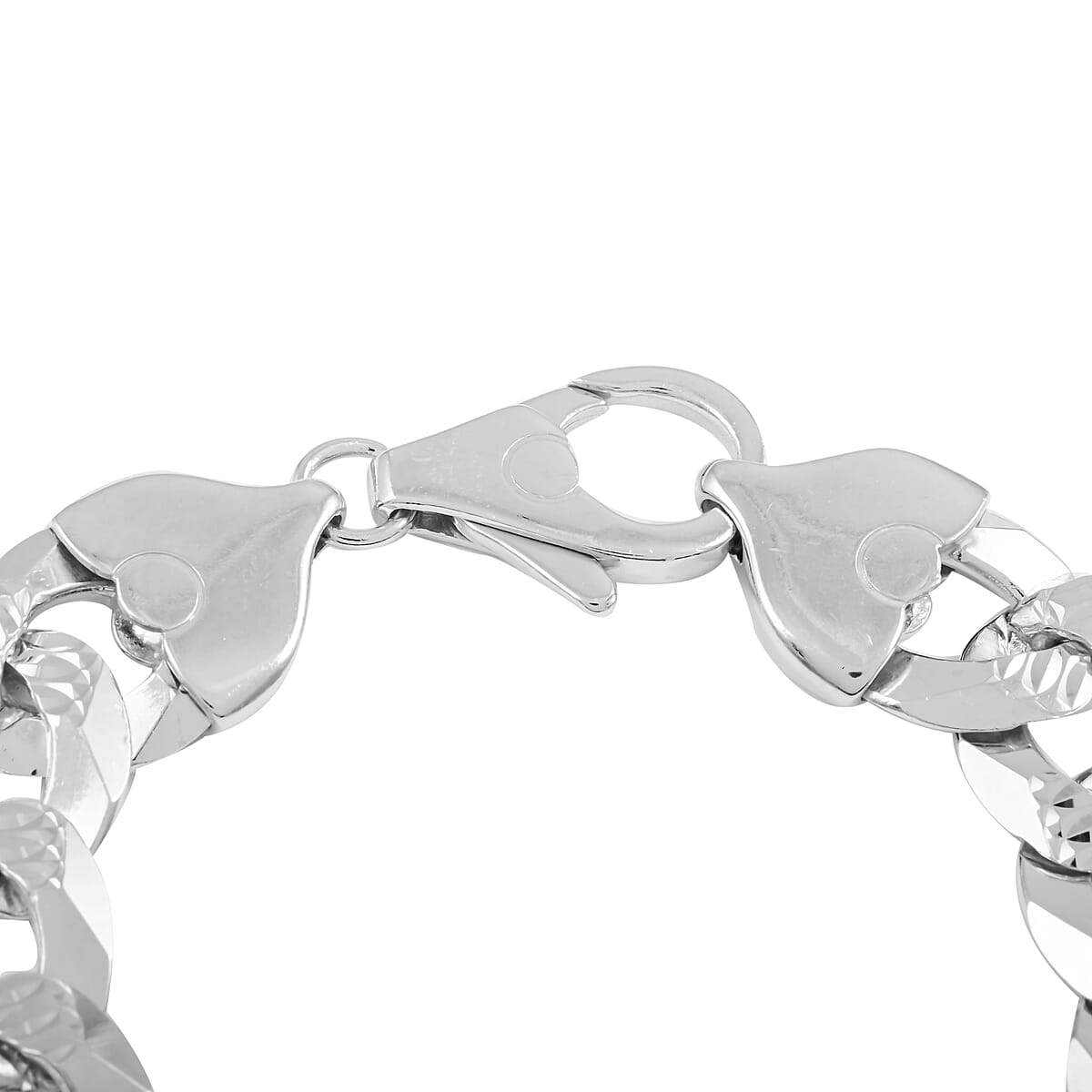 Italian Sterling Silver Flat Pave Bracelet (9.00 In) 53.80 Grams image number 3