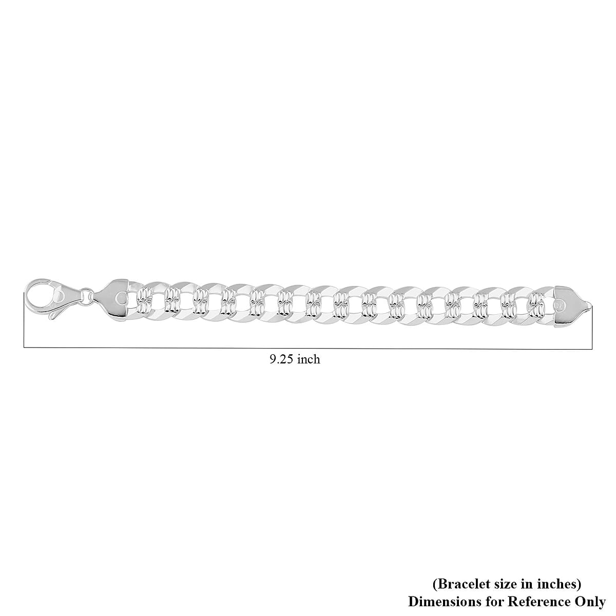 Italian Sterling Silver Flat Pave Bracelet (9.00 In) 53.80 Grams image number 4