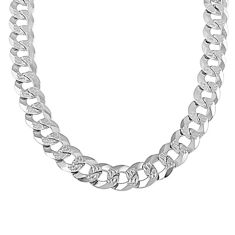 Italian Flat Pave Necklace in Sterling Silver 121.9 Grams 20 Inches