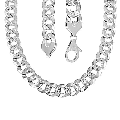 Italian Flat Pave Necklace in Sterling Silver 121.9 Grams 20 Inches