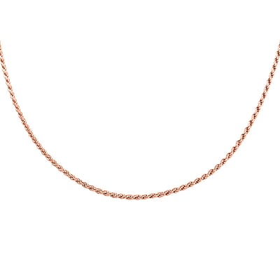 Italian 14K Rose Gold Over Sterling Silver Rope Chain Necklace 20 Inches 3.70 Grams