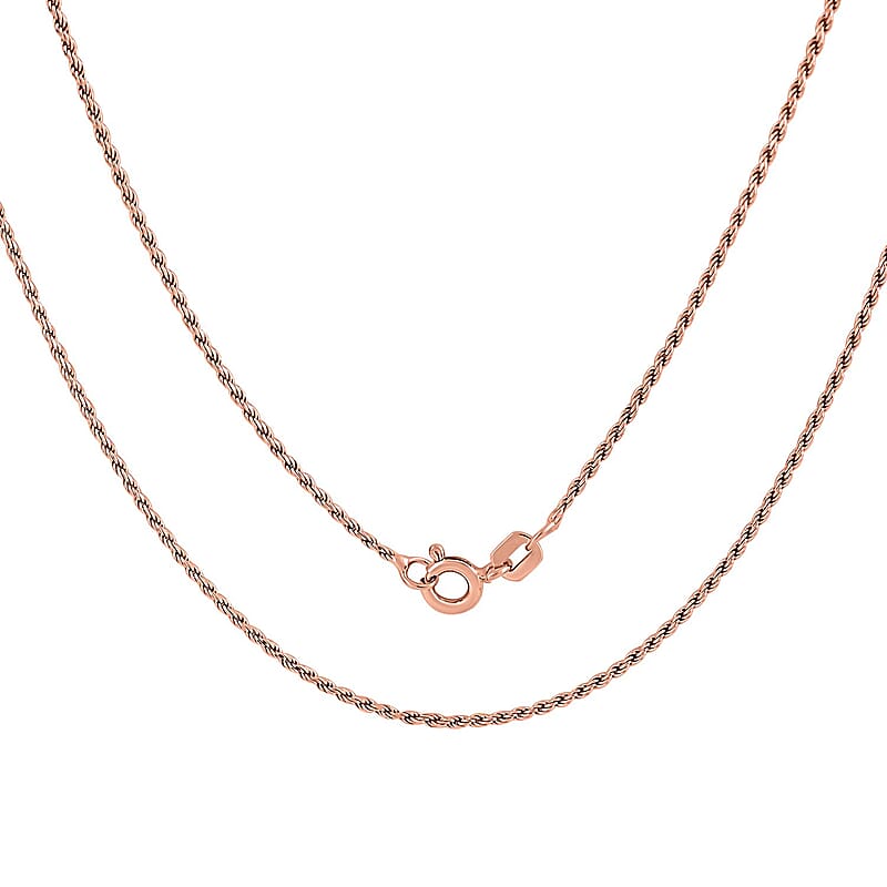 Italian 14K RG Over Sterling Silver Rope Necklace 30 Inches 3.60 Grams