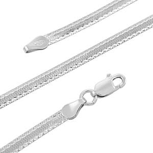 Italian Sterling Silver Herringbone Chain Necklace, 18 Inch Necklace, Silver Jewelry For Gift 6.3 Grams