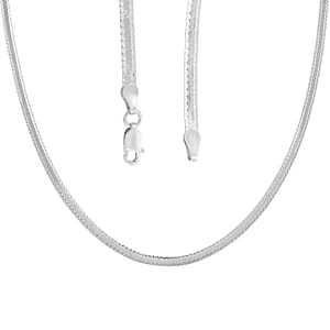 Italian Sterling Silver Herringbone Chain Necklace, 18 Inch Necklace, Silver Jewelry For Gift 6.3 Grams