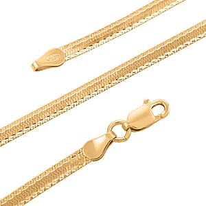 Italian 14K Yellow Gold Over Sterling Silver Herringbone Chain Necklace, 18 Inch Necklace, Silver Jewelry For Her 6.3 Grams