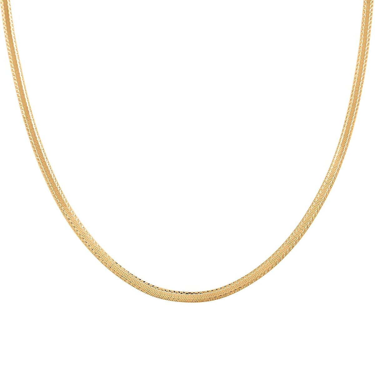 Italian 14K Yellow Gold Over Sterling Silver Herringbone Chain Necklace, 18 Inch Necklace, Silver Jewelry For Her 6.3 Grams image number 2