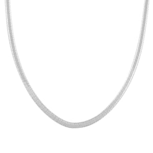Italian Sterling Silver Herringbone Necklace 18 Inches 9.6 Grams