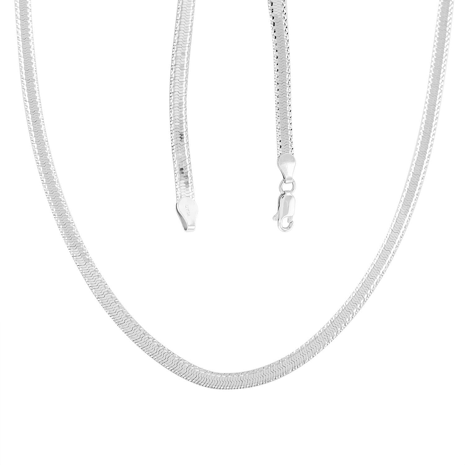 Italian Sterling Silver Herringbone Necklace 18 Inches 9.6 Grams