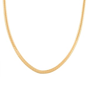 Italian 14K Yellow Gold Over Sterling Silver Herringbone Necklace 18 Inches 9.6 Grams