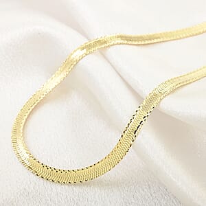 Italian 14K Yellow Gold Over Sterling Silver Herringbone Necklace 18 Inches 9.6 Grams
