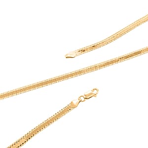 Italian 14K Yellow Gold Over Sterling Silver Herringbone Necklace 18 Inches 9.6 Grams