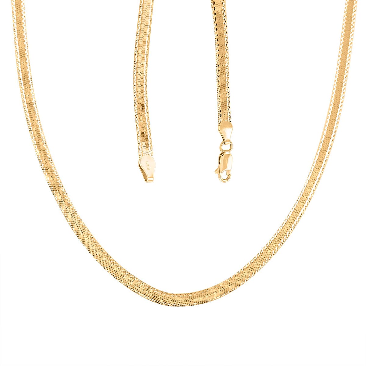 Italian 14K Yellow Gold Over Sterling Silver Herringbone Necklace 18 Inches 9.6 Grams image number 3