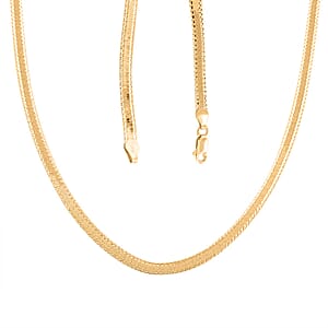 Italian 14K Yellow Gold Over Sterling Silver Herringbone Necklace 18 Inches 9.6 Grams