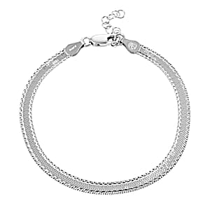 Italian Sterling Silver Herringbone Bracelet (7.0-8.5In) 4.10 Grams