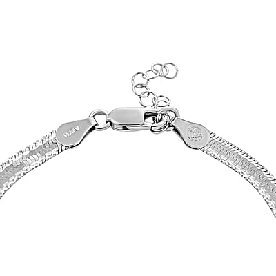 Italian Sterling Silver Herringbone Bracelet (7.0-8.5In) 4.10 Grams