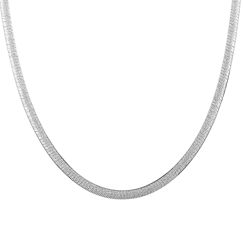 Herringbone Stardust Chain Necklace, Italian Sterling Silver Necklace, 18 Inch Chain Necklace 9.6 Grams