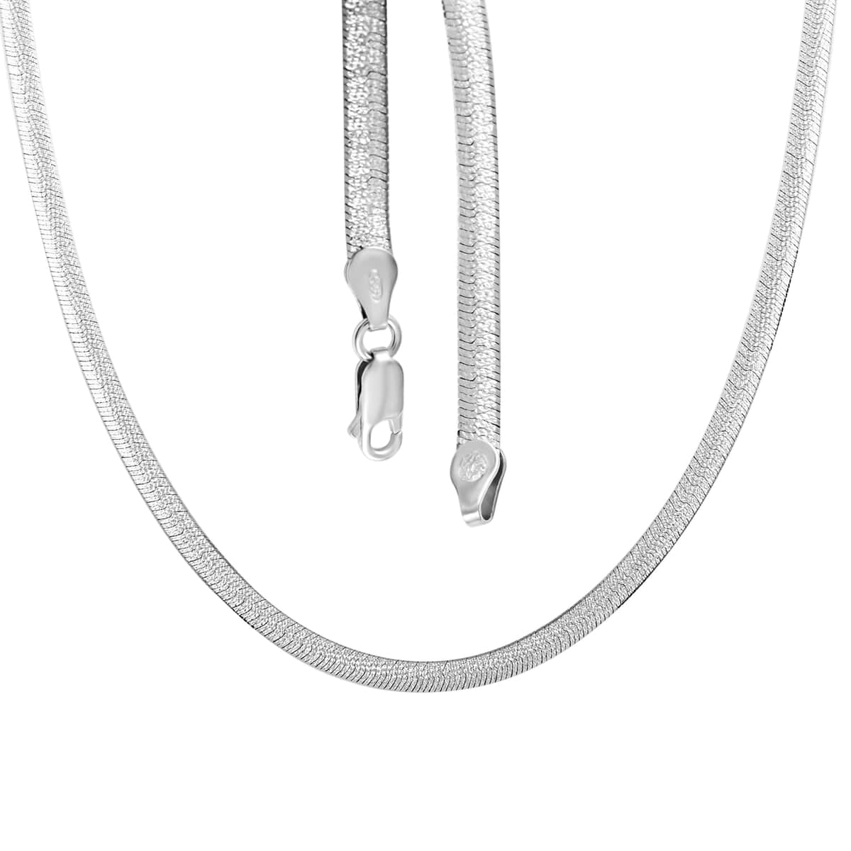 Herringbone Stardust Chain Necklace, Italian Sterling Silver Necklace, 18 Inch Chain Necklace 9.6 Grams image number 3