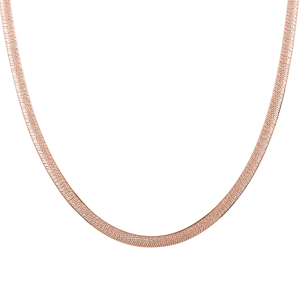 Herringbone Stardust Chain Necklace , Italian 14K Rose Gold Over Sterling Silver Necklace , 18 Inch Chain Necklace 9.6 Grams image number 0