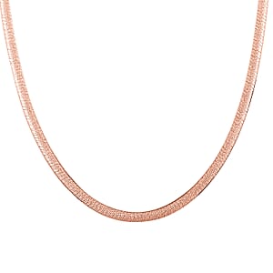 Herringbone Stardust Chain Necklace , Italian 14K Rose Gold Over Sterling Silver Necklace , 18 Inch Chain Necklace 9.6 Grams