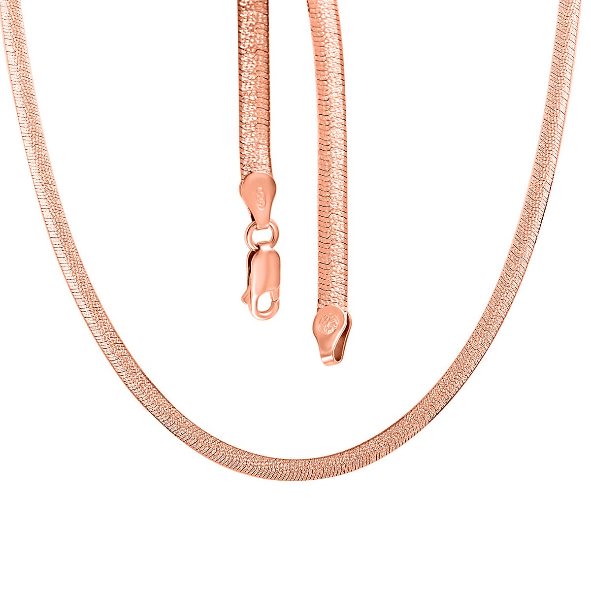 Herringbone Stardust Chain Necklace , Italian 14K Rose Gold Over Sterling Silver Necklace , 18 Inch Chain Necklace 9.6 Grams image number 3