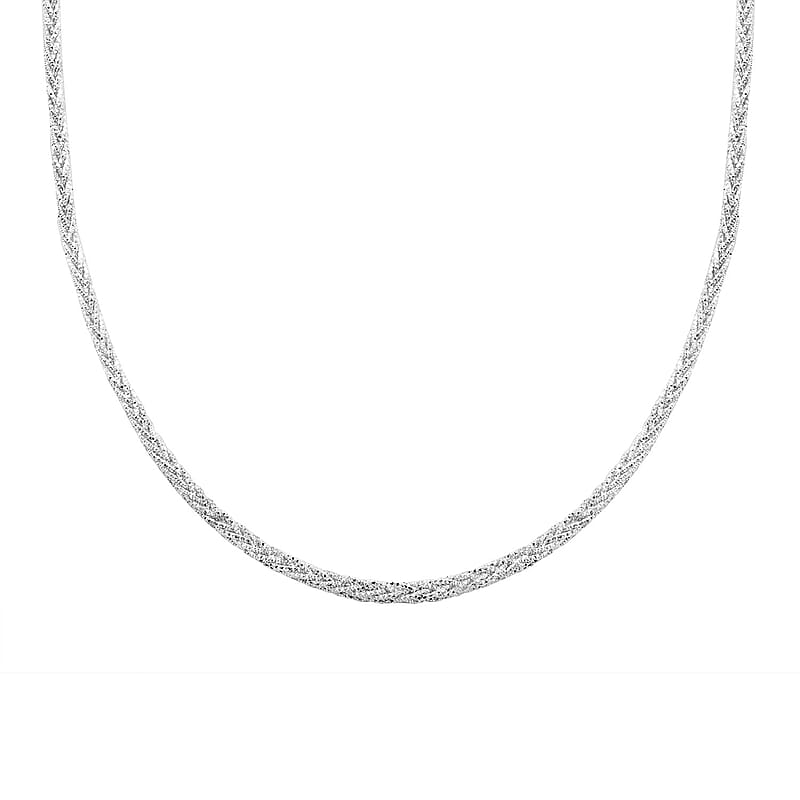 Italian Sterling Silver Snake Brite Rope Necklace 18 Inches 16.9 Grams