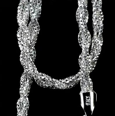Italian Sterling Silver Snake Brite Rope Necklace 18 Inches 16.9 Grams