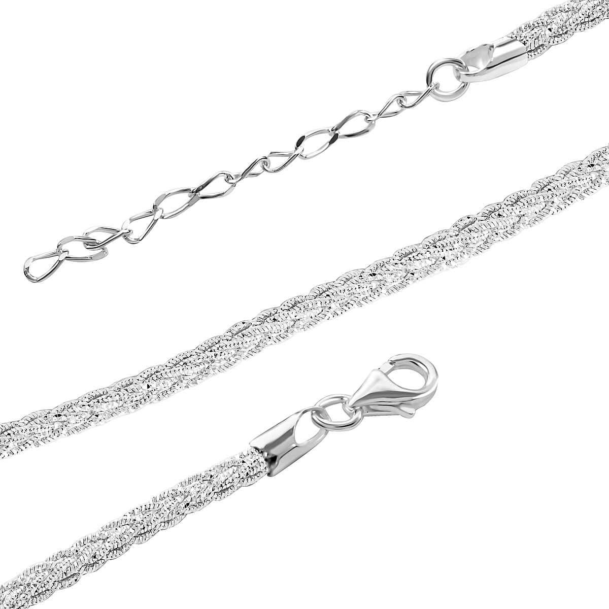 Italian Sterling Silver Snake Brite Rope Necklace 18-20 Inches 19.7 Grams image number 2