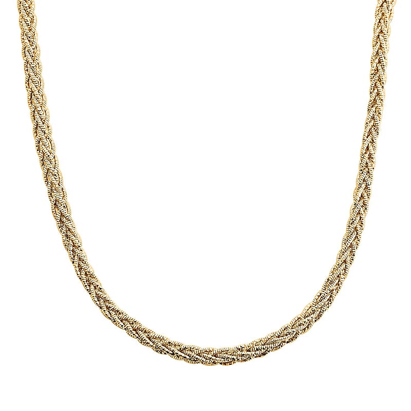Italian 14K Yellow Gold Over Sterling Silver Snake Brite Rope Necklace 18-20 Inches 19.7 Grams