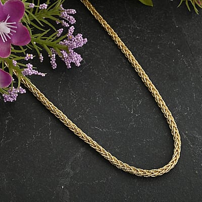 Italian 14K Yellow Gold Over Sterling Silver Snake Brite Rope Necklace 18-20 Inches 19.7 Grams