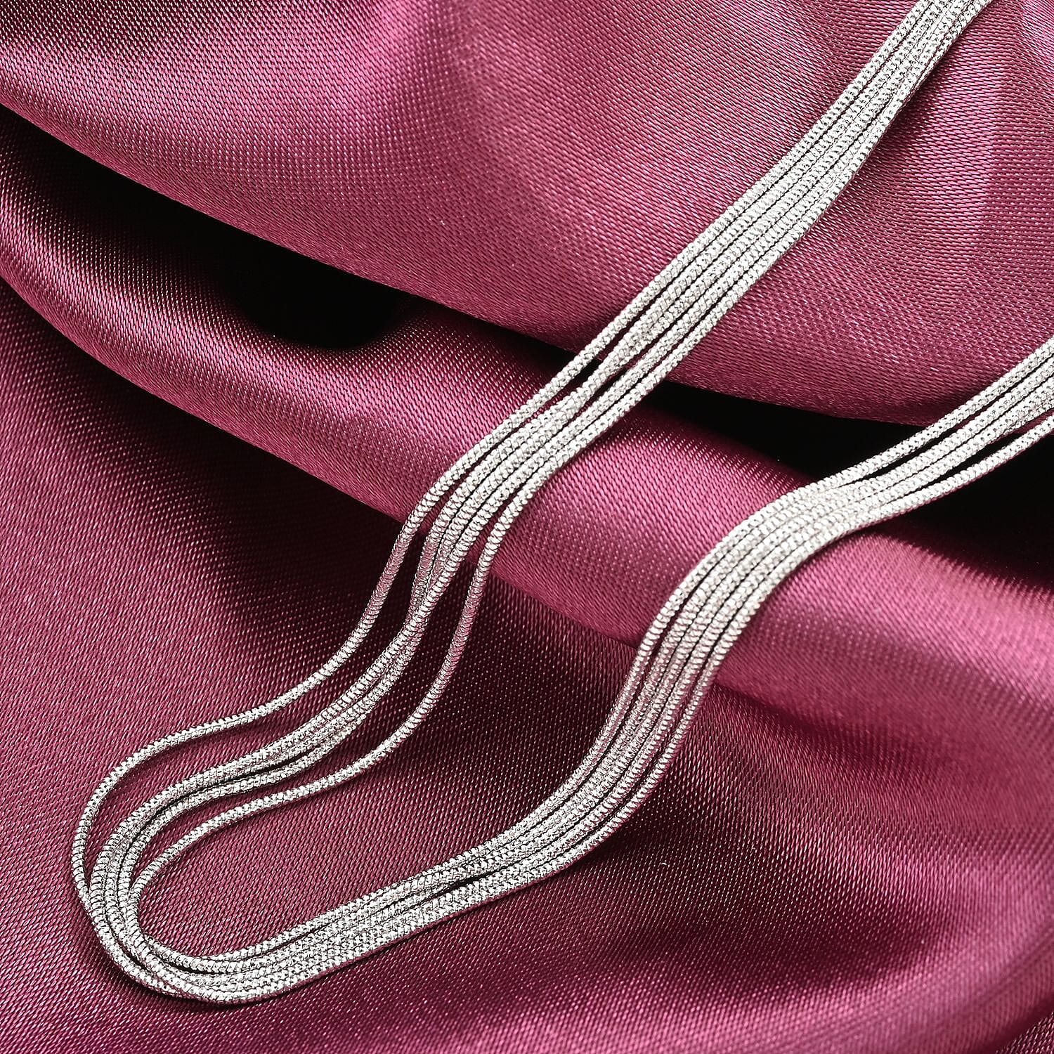 Italian Rhodium Over Sterling Silver 5 Lines Star Dust Snake Chain Necklace 20 Inches with Extender 13 Grams