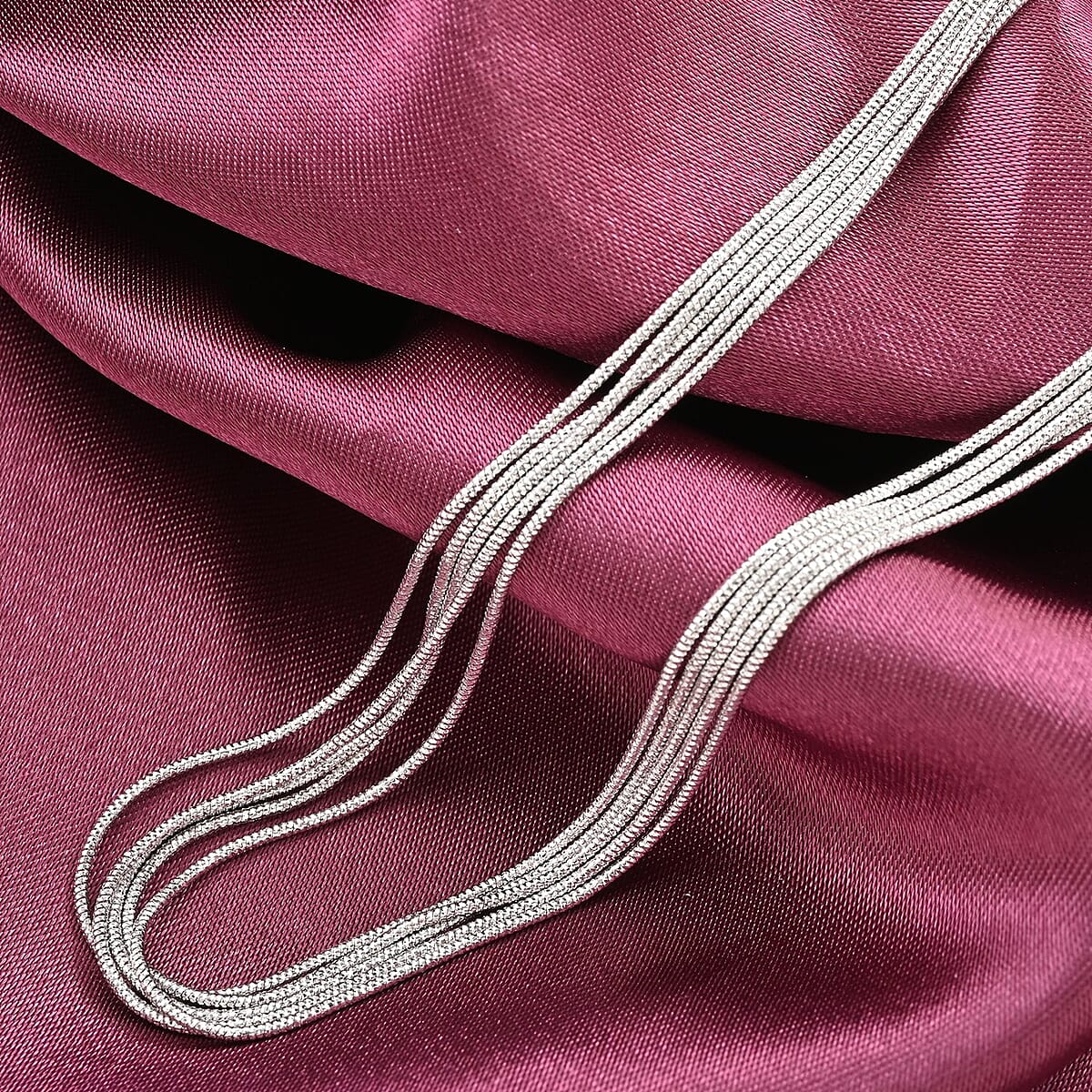 Italian Rhodium Over Sterling Silver 5 Lines Star Dust Snake Chain Necklace 20 Inches 13 Grams image number 1
