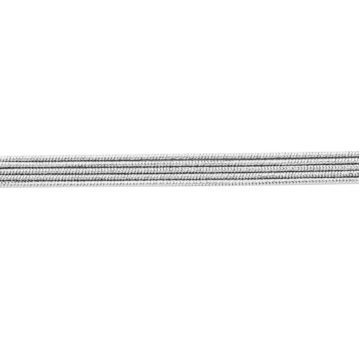 Italian Rhodium Over Sterling Silver 5 Lines Star Dust Snake Bracelet (7.00 In) 4.70 Grams image number 2