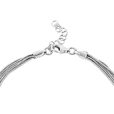 Italian Rhodium Over Sterling Silver 5 Lines Star Dust Snake Bracelet (7.00 In) 4.70 Grams