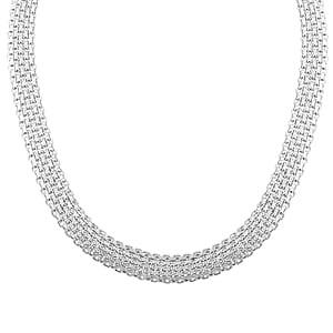 Italian Sterling Silver Bismark Domed Slash Cut Necklace 18 Inches 45.4 Grams