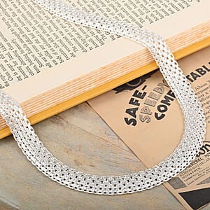 Italian Sterling Silver Bismark Domed Slash Cut Necklace 18 Inches 45.4 Grams