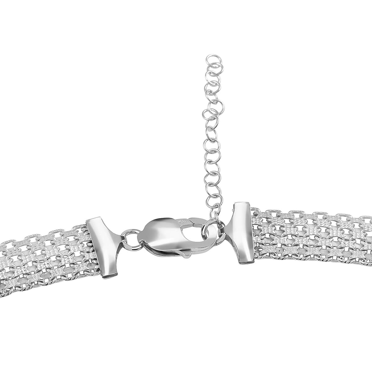 Italian Sterling Silver Bismark Domed Slash Cut Necklace 18 Inches 45.4 Grams image number 2