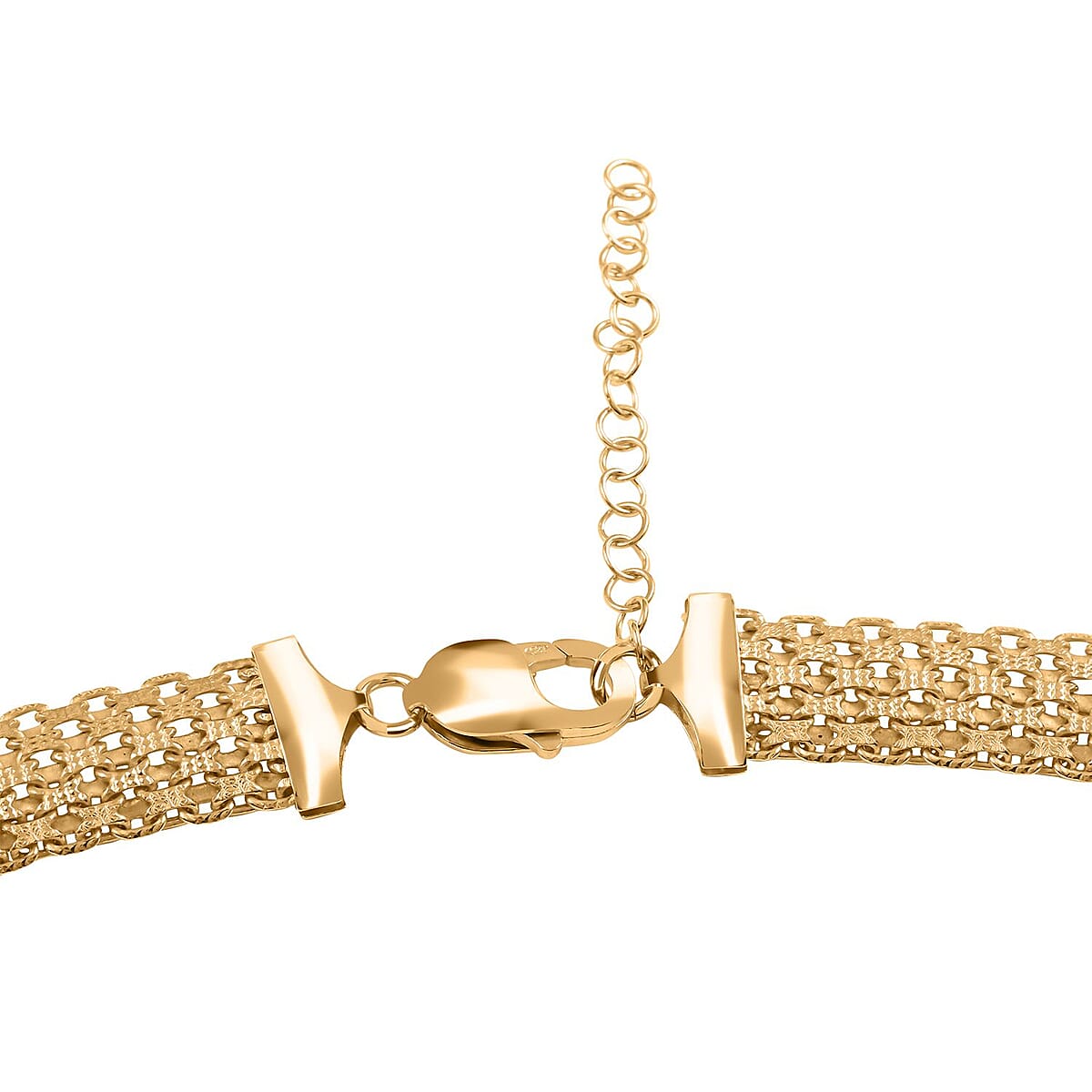 Italian 14K Yellow Gold Over Sterling Silver Bismark Domed Slash Cut Necklace 18 Inches 45.4 Grams image number 1