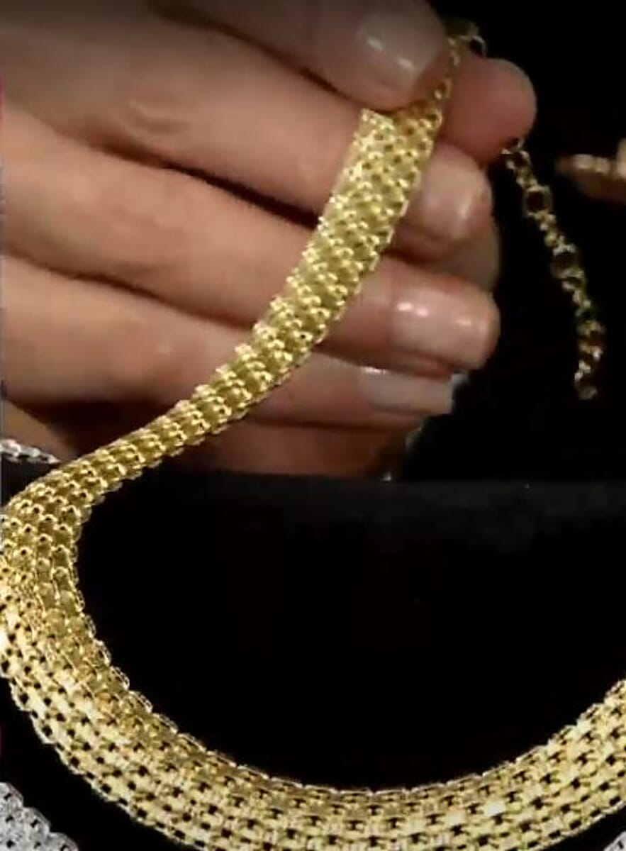 Italian 14K Yellow Gold Over Sterling Silver Bismark Domed Slash Cut Necklace 18 Inches 45.4 Grams image number 2