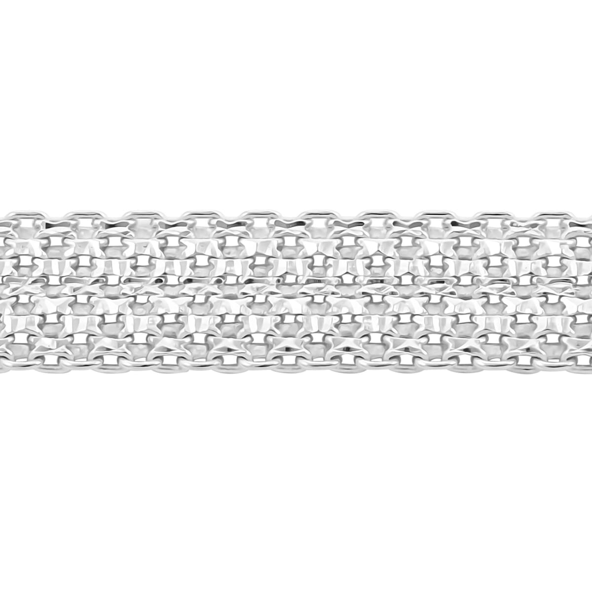 Italian Sterling Silver Bismark 8 Lines Pave Bracelet (7.00 In) (6.90 g) image number 2
