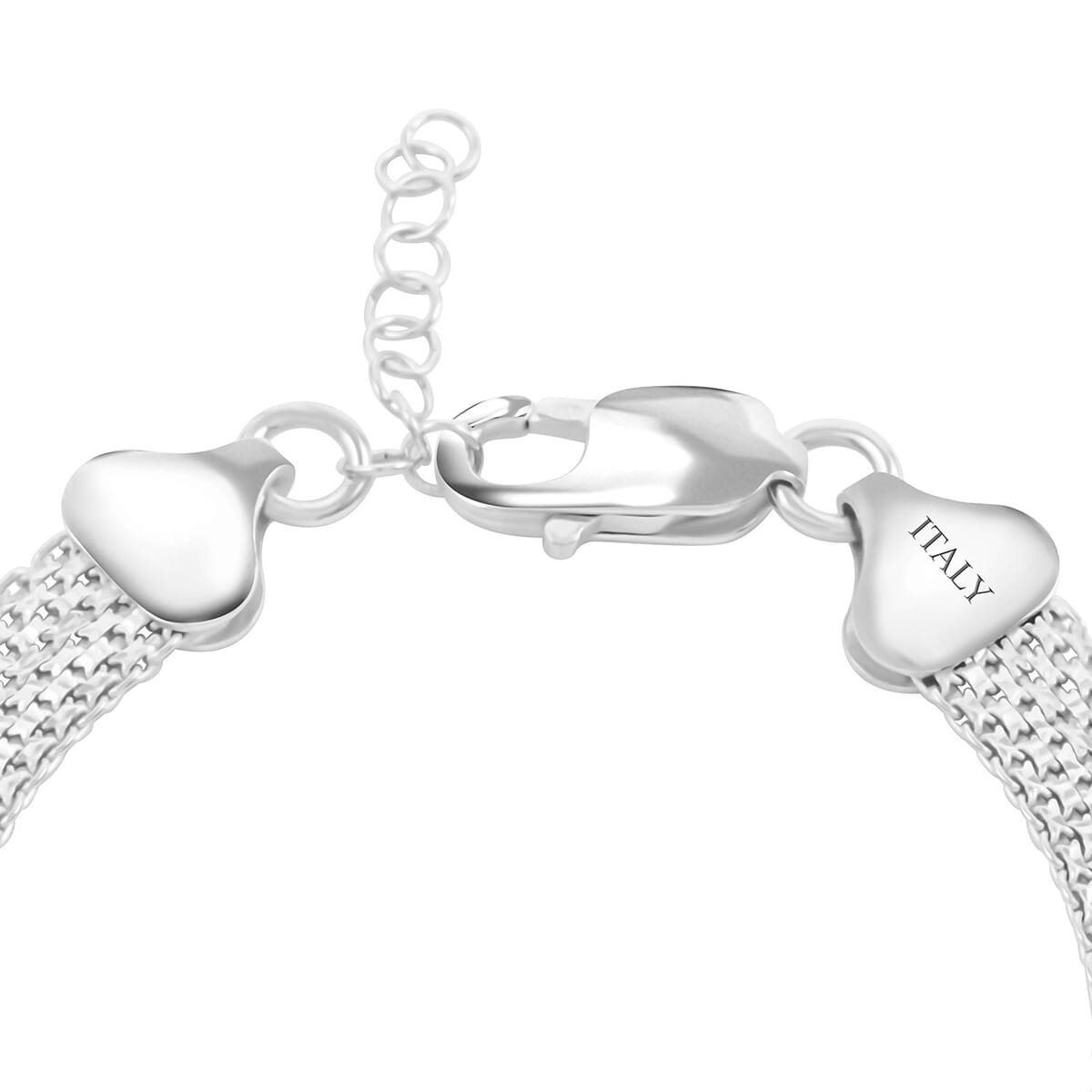 Italian Sterling Silver Bismark 8 Lines Pave Bracelet (7.00 In) (6.90 g) image number 3