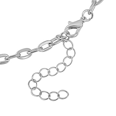Lapis Lazuli and White Austrian Crystal Necklace 18-20 Inches in Silvertone 90.00 ctw