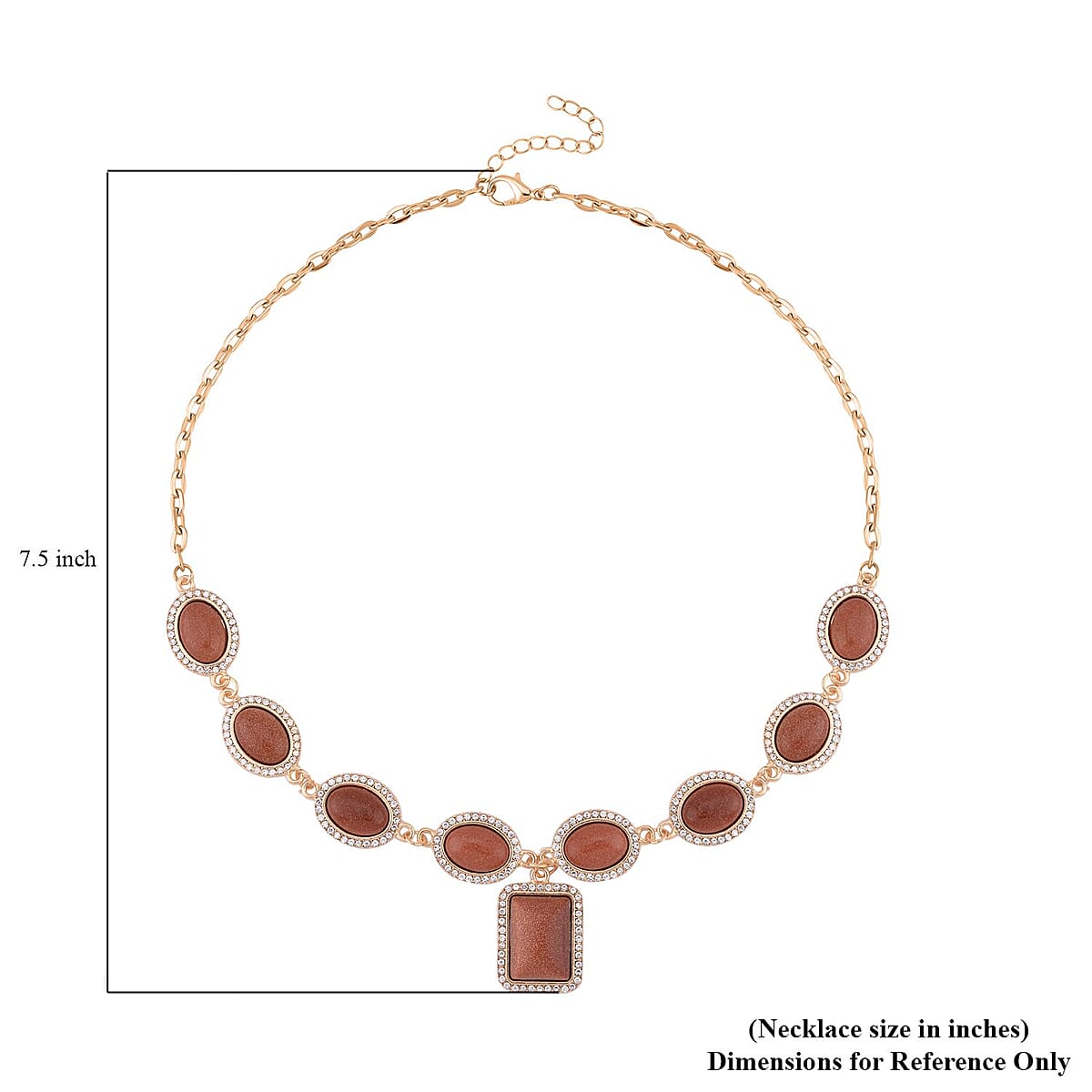 Gold Sandstone and White Austrian Crystal Necklace 18-20 Inches in Goldtone 74.50 ctw image number 4