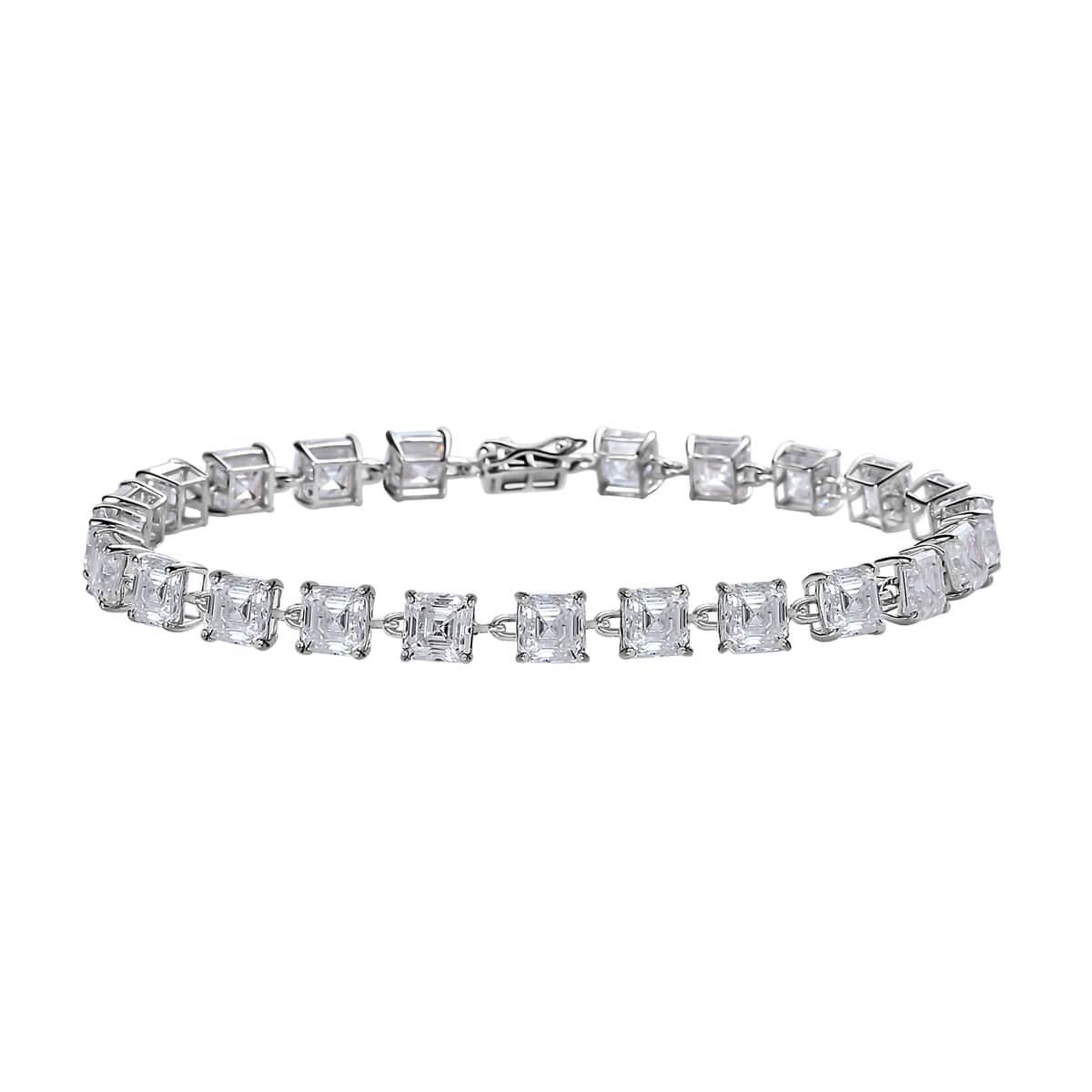 LUXORO 10K White Gold Asscher Cut Moissanite Link Bracelet (6.50 In) 4 Grams 13.85 ctw (Delivery in 7-10 Business Days) image number 0
