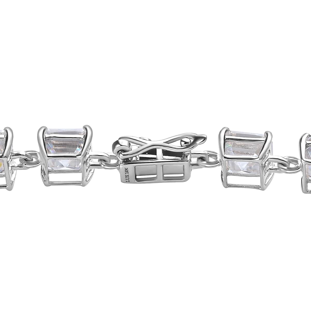 LUXORO 10K White Gold Asscher Cut Moissanite Link Bracelet (6.50 In) 4 Grams 13.85 ctw (Delivery in 7-10 Business Days) image number 3
