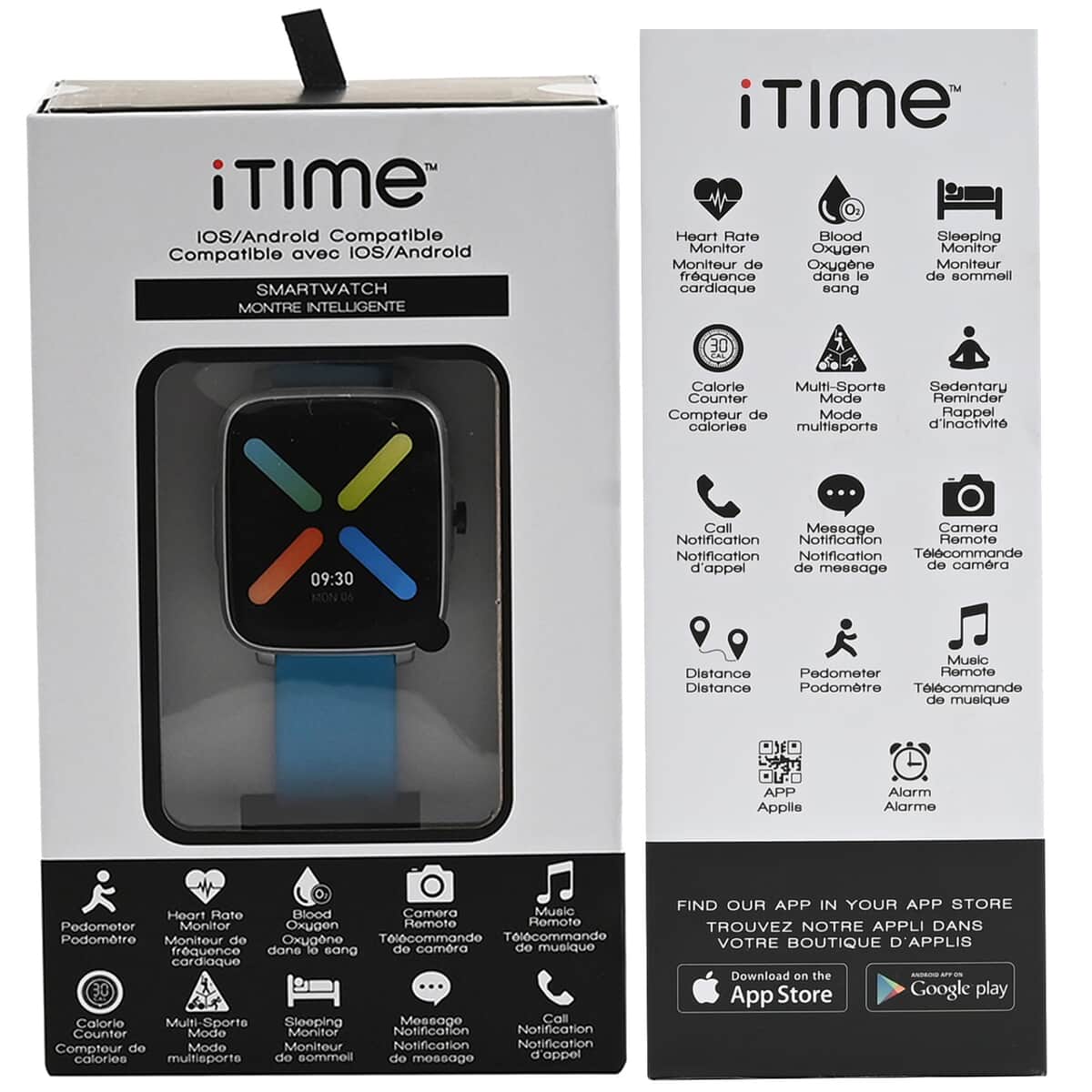 iTime Full Touch Screen Smart Watch with Blue Silicone Strap (40 mm Dial) image number 6