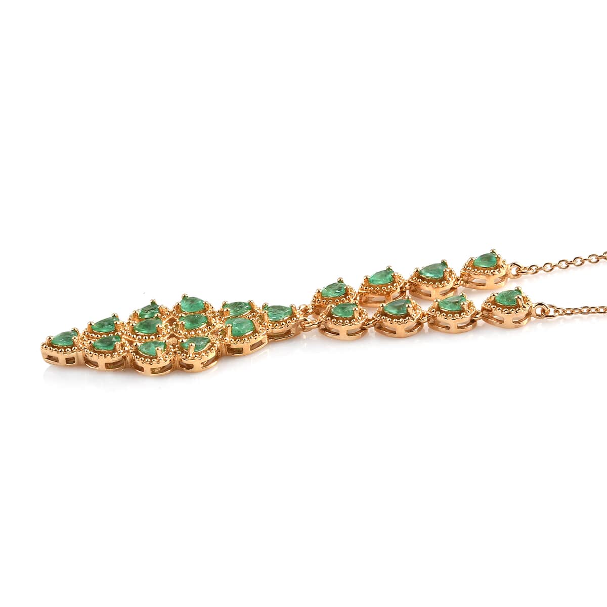 AAA Kagem Zambian Emerald Necklace 18 Inches in Vermeil Yellow Gold Over Sterling Silver 2.75 ctw image number 3