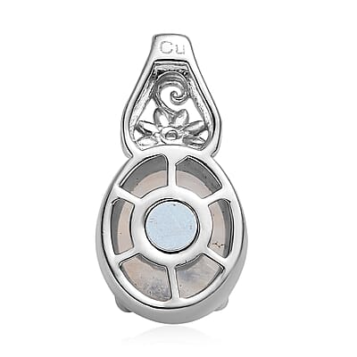 Kuisa Rainbow Moonstone Solitaire Pendant in Platinum Over Copper with Magnet 5.35 ctw