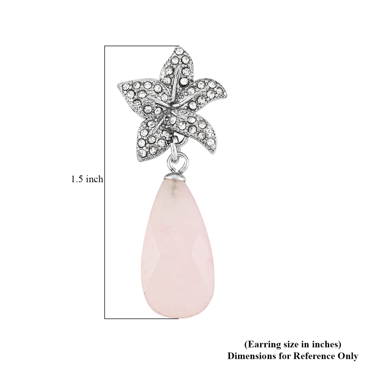 Galilea Rose Quartz and White Austrian Crystal Earrings in Stainless Steel 14.10 ctw image number 4